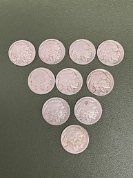 Group Of Ten Buffalo Nickels