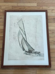 James A. Mitchell Signed Numbered Sloop Print Framed