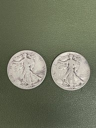 1942 & 1945 Walking Liberty Half Dollars