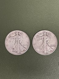 1942 & 1945 Walking Liberty Half Dollars