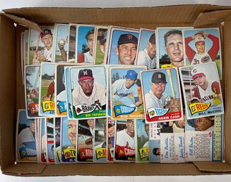 Tray Lot Of Mostly 1965 Topps Baseball Cards W/ Some Early 60s Post Cards (J8)