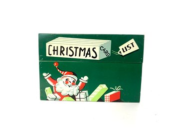Vintage Tin Christmas Card List Box