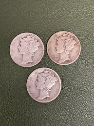 Group Of Three Mercury Dimes 1928 - 1931