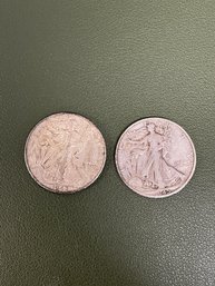 1942 & 1945 Walking Liberty Half Dollars