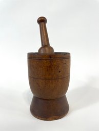 Antique Wooden Mortar And Pestle