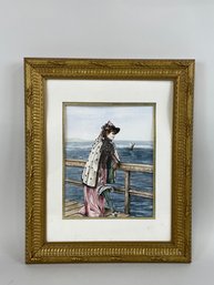 Vintage Watercolor Painting Of A Victorian Woman