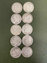 Group Of Ten Roosevelt Dimes