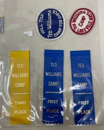 Collection Of Ted Williams Camp Ribbons And Patches
