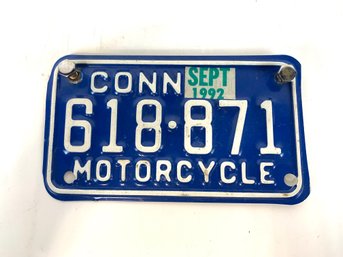 Vintage CT Motorcycle License Plate
