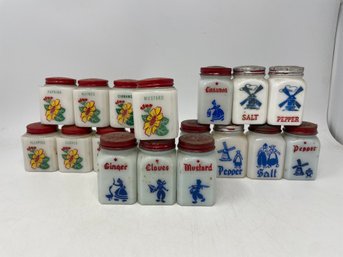 Vintage Milk Glass Spice Jars Kitsch