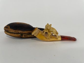 Antique Carved Meerschaum Pipe In Case