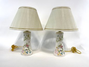 Pair Of Vintage Belleek Porcelain Table Lamps