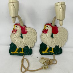 Pair Of Rooster Lamps