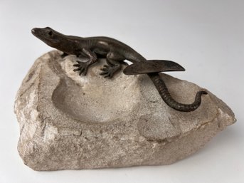 1970s Gecko On Stone Ashtray