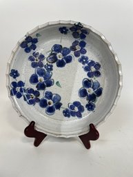11' Stoneware Pie Plate With Flowers