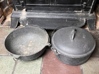 Pair Of Vintage Cast Iron Pots