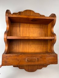 Large Wooden Wall Shelf With One Drawer