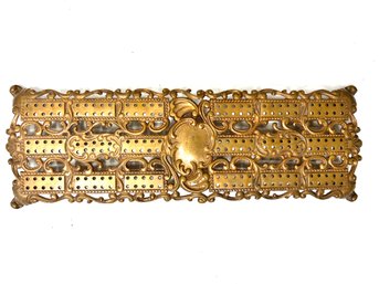 Antique English Brass Cribbage Board