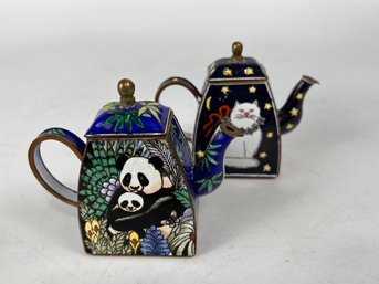 Vintage Cloissonne Teapots - One Signed