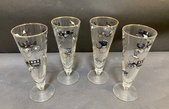 Mid Century Modern Pilsner Glasses Set Of 4