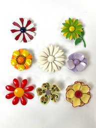 Lot Of Vintage Flower Brooches