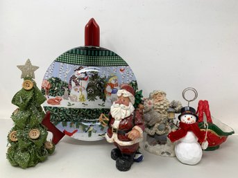 Holiday Home Decor Lot Santa, Snowman, Tree