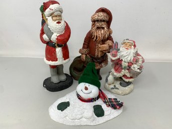 Holiday Home Decor Lot With Santa's And Snowman