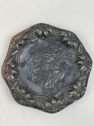 Antique Pharaoh's Horses Trinket Tray Dish Silver Plate