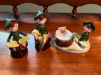 Group Of Vintage Enesco Pixie Salt And Pepper Shakers