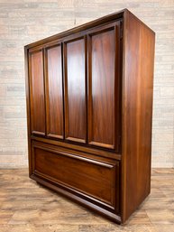 Mid Century Walnut Sculpted Paneled High Chest By J.B. Van Sciver