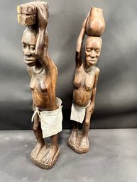 Pair Of Large Tribal Carvings  31' Height!!!