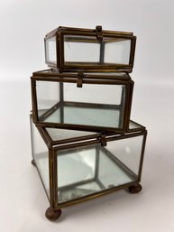 Set Of Glass Trinket Boxes