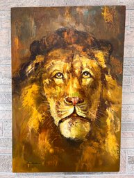 Oil On Canvas - Lion Head Signed Anderson