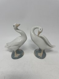 Pair Of Lladro Goose Figurines