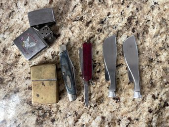 Pocket Knives And Zippo's Including Brass Zippo