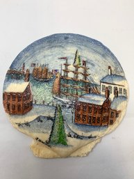 Holiday Harbor Painted Shell - Artist Signed