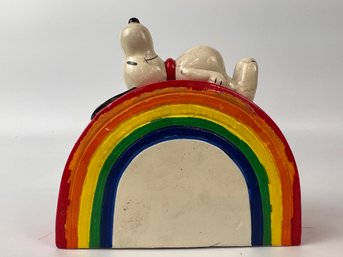 1970s Snoopy Over The Rainbow Coin Bank