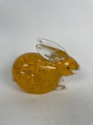 Art Glass Handblown-Heavy Yellow Bunny