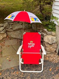 Vintage Amstel Light Beach Chair And Umbrella