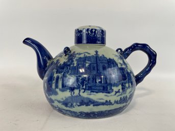 Large Blue & White Porcelain Teapot