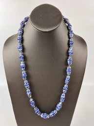 Vintage Blue And White Porcelain Beaded Necklace