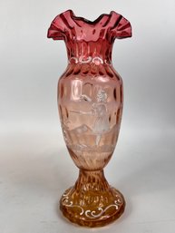 Antique Mary Gregory Handpainted Ruffle Vase