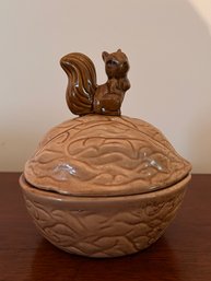 Ceramic Squirrel Covered Dish