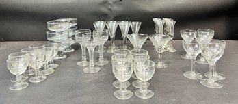 Large Collection Of Clear Glass Stemware