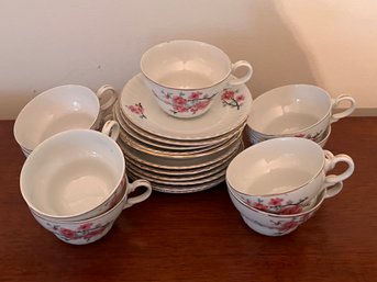 Vintage Cups And Saucers Handpainted