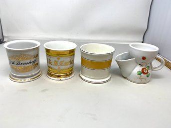 Collection Of Antique Shaving Mugs Great Markings! Union Shaving Etc