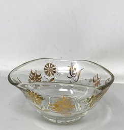 Mid Century Gold Decorated Glass Bowl By Georges Briard