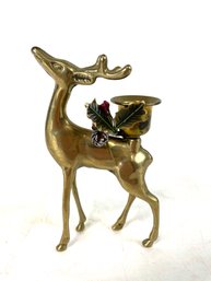 Brass Reindeer Candle Holder Figure