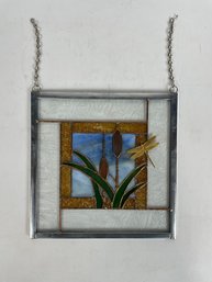 Cattail And Dragonfly Stain Glass Window Hanger