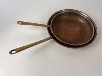 Pair Of Vintage Copper Fry Pans By B&M Benjamin & Medwin Douro